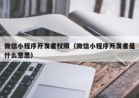 微信小程序开发者权限（微信小程序开发者是什么意思）